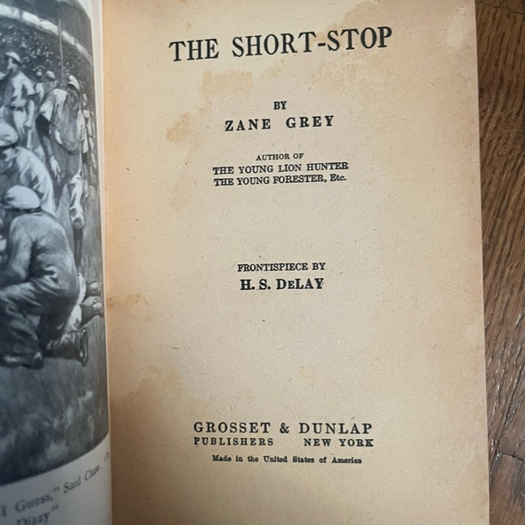 The Short-Stop ZANE GREY Hardcover Vtg GROSSET & DUNLAP 1937 Printing Baseball - Picture 7 of 11